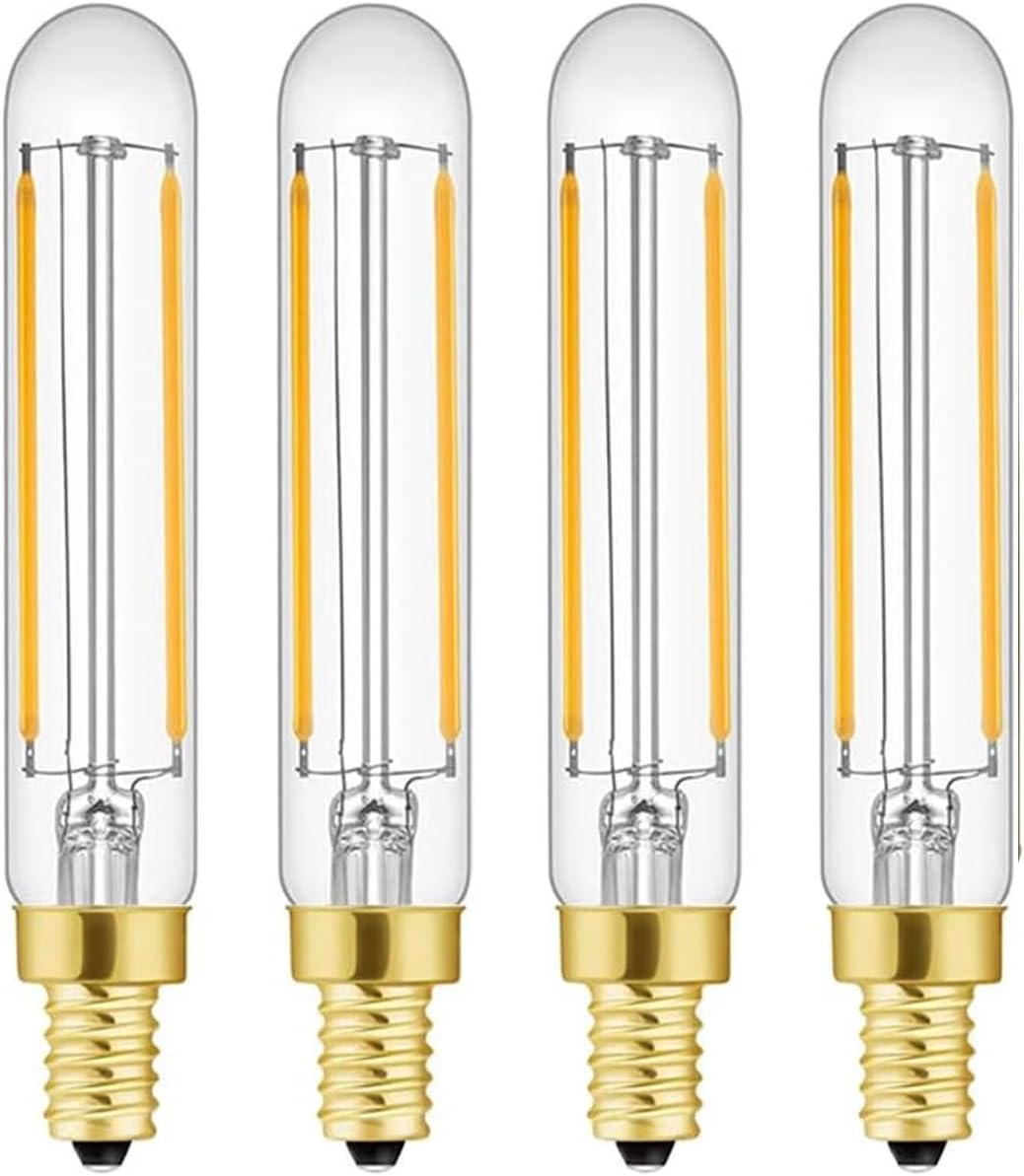 T20 T6 Small LED Bulb Long Filament 2W Equal 25 Watt E12 Candelabra Edison Tubular LED Light Bulb Dimmable 2700K Warm White, 4Pack