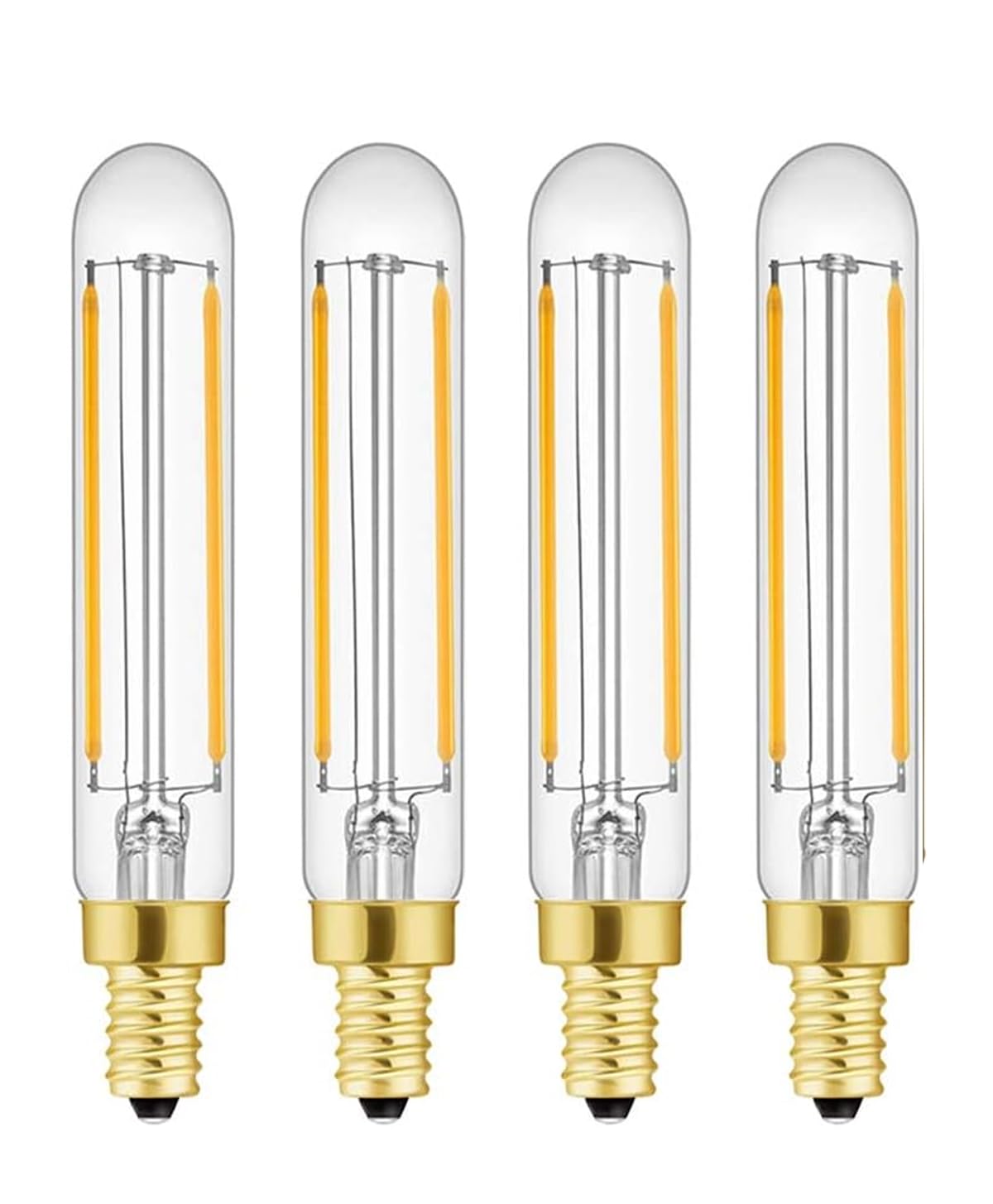 foco LED de filamento largo de 2 W T6, 25 W, equivalente a E12 candelabro, foco LED estilo Edison regulable 2700 K, luz blanca cálida, paquete de 4