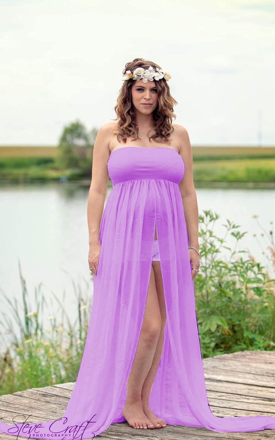 Mommy Jennie Maternity Dress for Photoshoot Sleeveless Open Front Photography Gown - Image 2