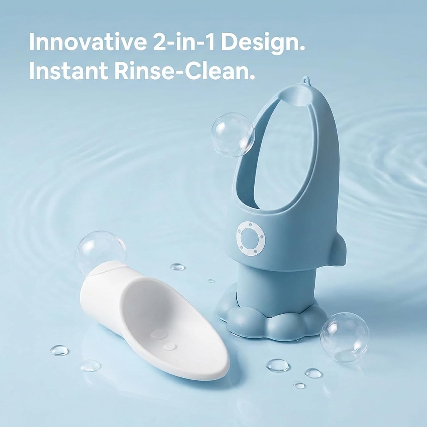 Toddler Urinal, Adjustable Spray Proof Baby Potty with Fun Cartoon Shape Hanging/Standing Easy Clean Training Potty for Boys 1-6 Years, Wathet, Toddler Urinal, Training