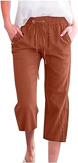 Pantalones largos elásticos de algodón de color sólido para mujer, pantalones largos para playa, ocio, trajes de negocios para mujer, talla grande, marrón, M