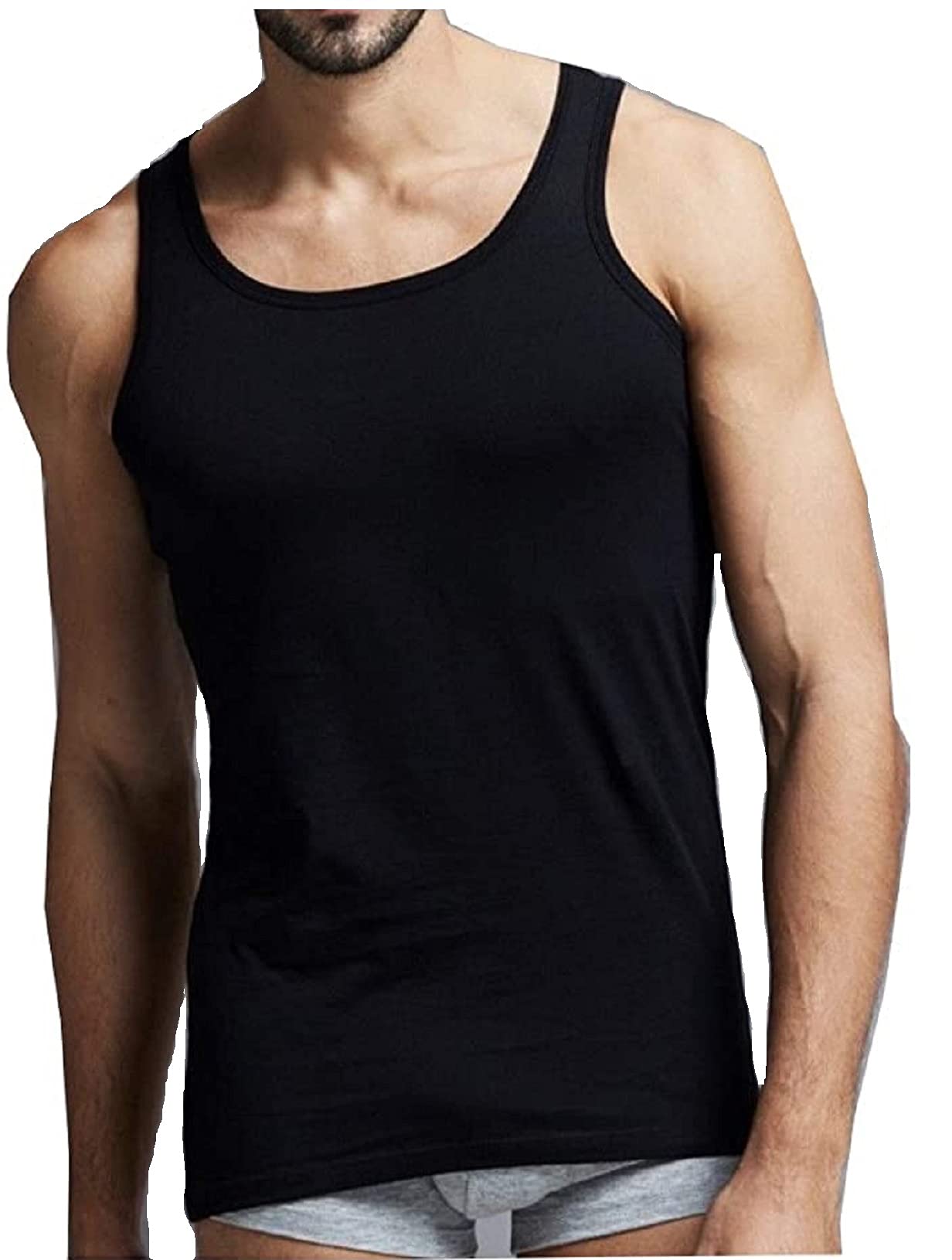 Kentex Online Men's Black Pack Of 6 Summer Weight Singlet Vests Underwear (X-Large 44-46 (112-117 Cms), )