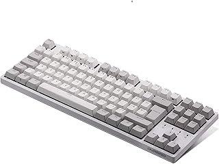 DURGOD Taurus K320 TKL Mechanical Gaming Keyboard - 88 Keys - Double Shot PBT - USB Type C - ISO UK (White, Cherry Mx Silent Red)