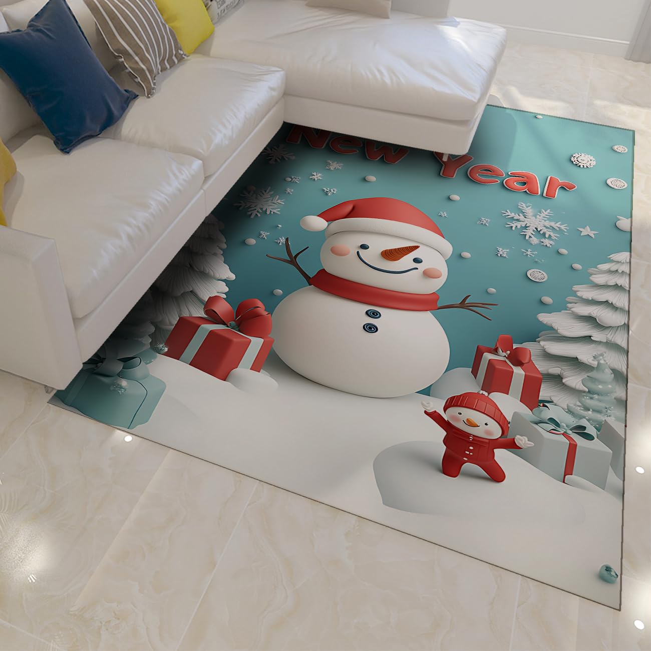 Tapis bonhomme de neige mignon pour sol froid de nurserie