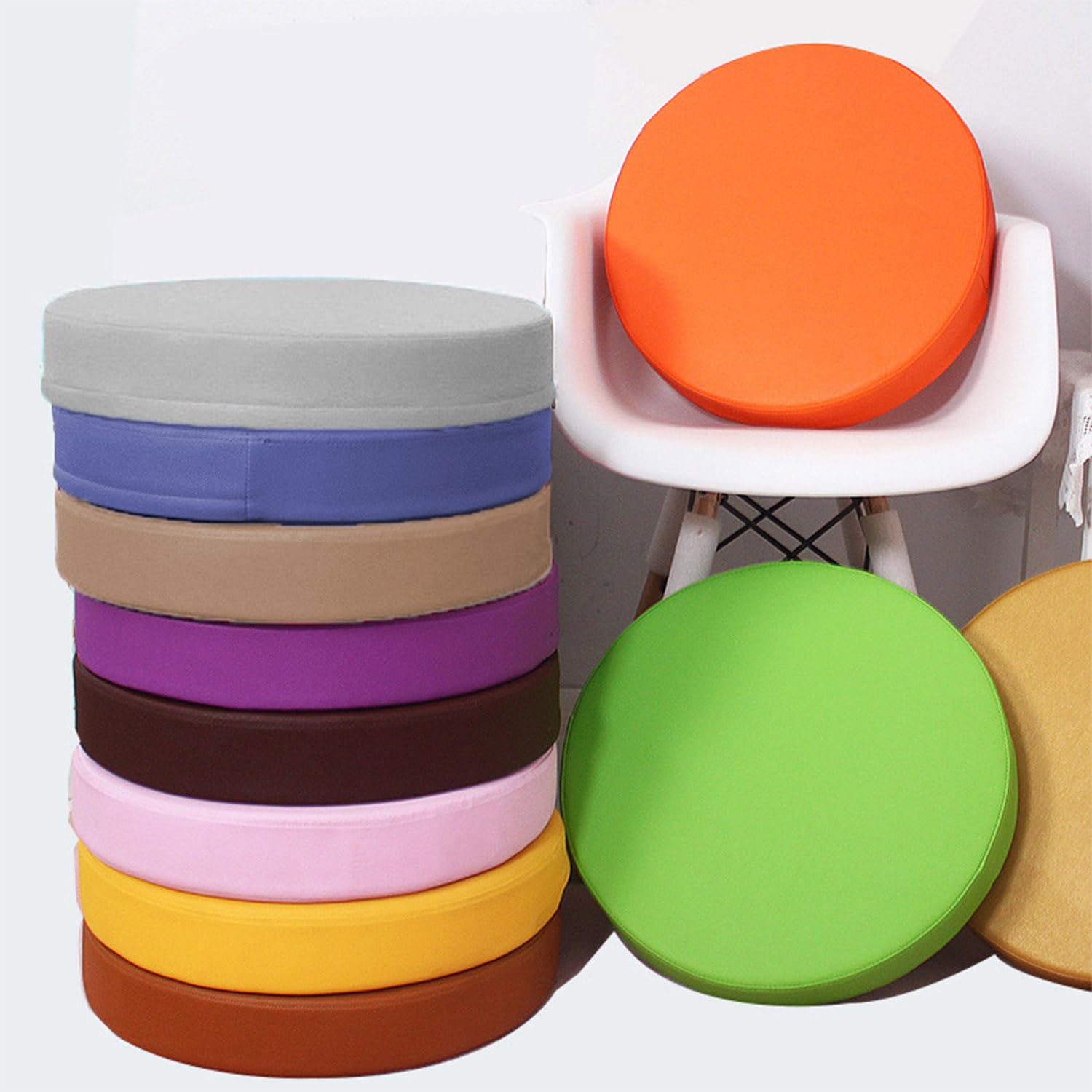 Waigg Kii Waterproof Round Chair Cushion Seat Pads,Outdoor Garden Seat Cushion Pads,Round PU Leather Chair Pad for Home/Offices/Kitchen/Floor (45x45x3cm,Blue)
