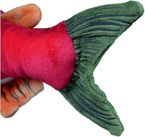 Miniatura 6 de FRANKIEZHOU Peluche de salmón rojo de simulación Sockeye de 15 pulgadas, peluche de pez suave, juguetes de peluche, regalos del día del niño para