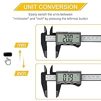 Vista 4 de Calibre digital, calibre Sangabery de 6 pulgadas con pantalla LCD extragrande, herramienta de medición de pinzas Vernier de plástico, regla