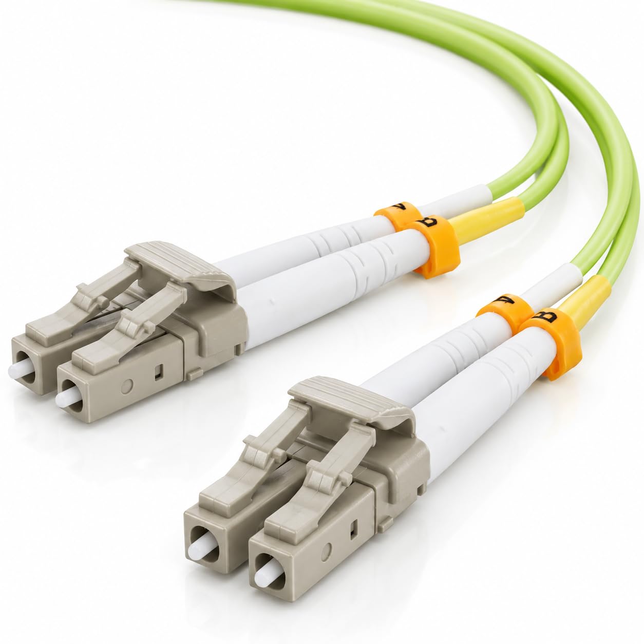 1 câble de brassage duplex 30 m OM5 LWL DX LC/UPC - LC/UPC MM multimode - 50/125 µm LSZH vert citron