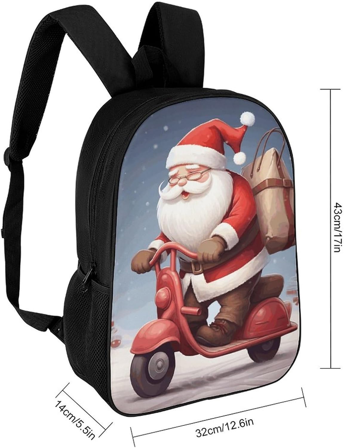 Santa Claus on ScooterHeavy Duty Laptop Backpack Travel Backpack image 2