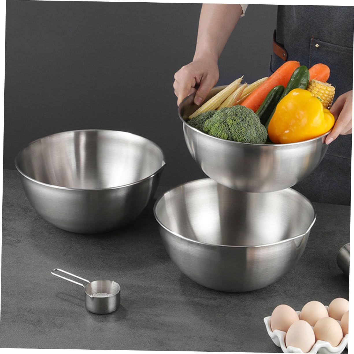 Amazon | BRIGHTFUFU ステンレス製コランダーミキシングボウル