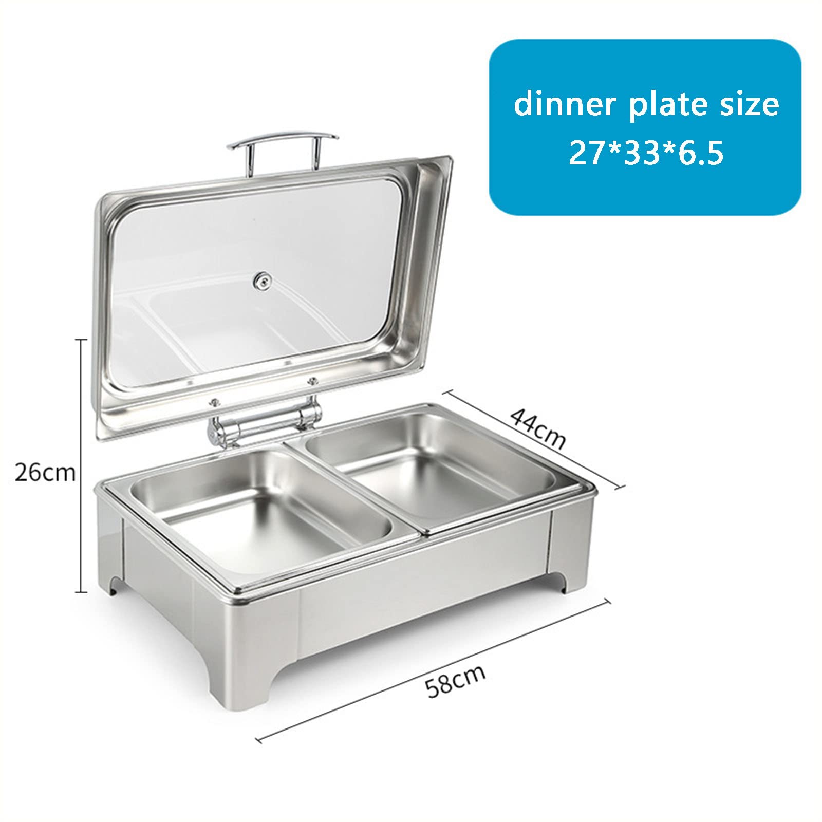 Calentador de alimentos para bufé, bandeja de catering ajustable de 9 L con tapas transparentes para fiestas y eventos, diseño portátil para servir y transportar fácilmente