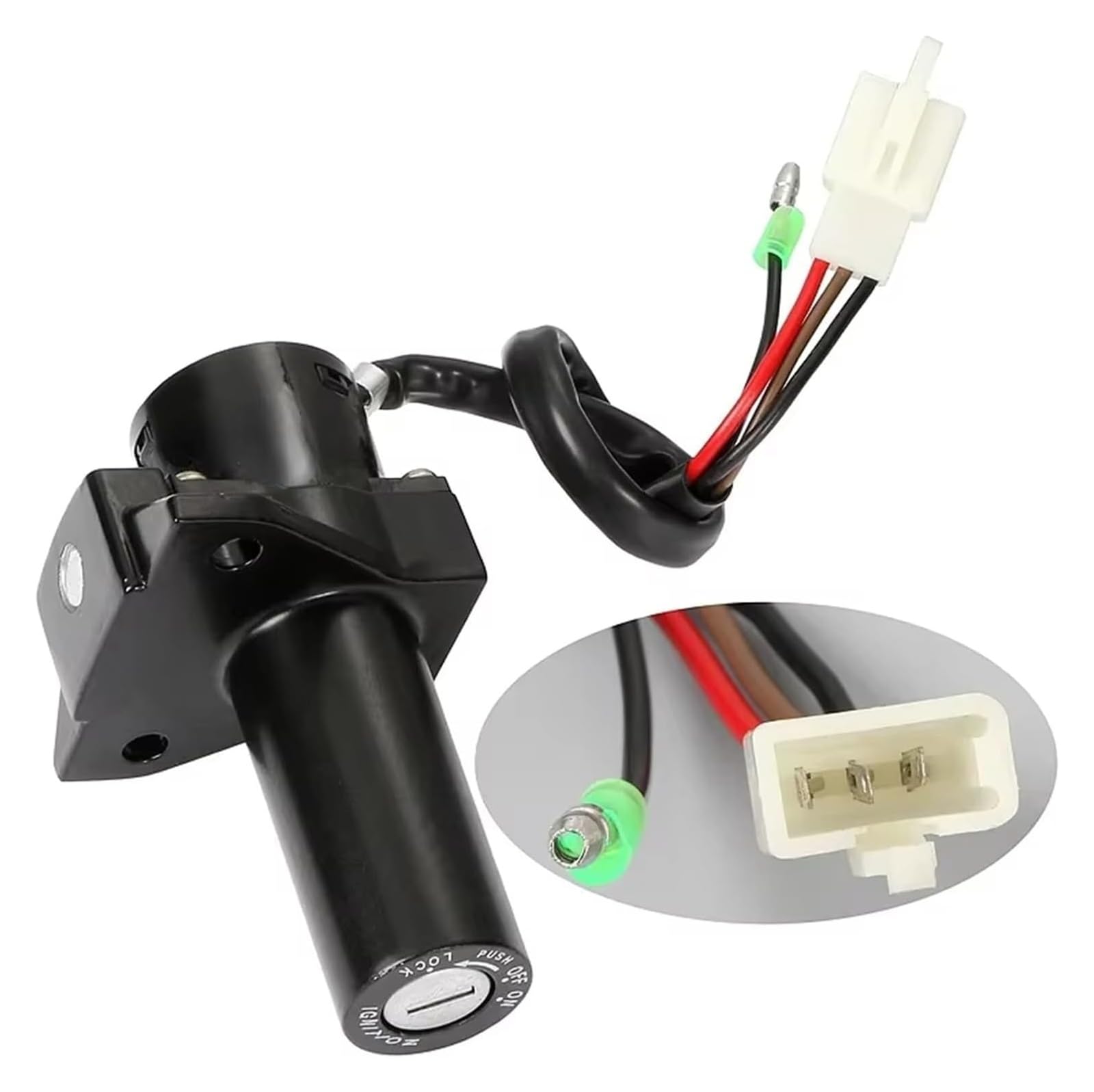 Interruptor Encendido Cerradura para YBR125 2002-2013 4 Cables, 3 Pines Interruptor Encendido Cerradura Tapa Tanque Combustible con Kit Llave