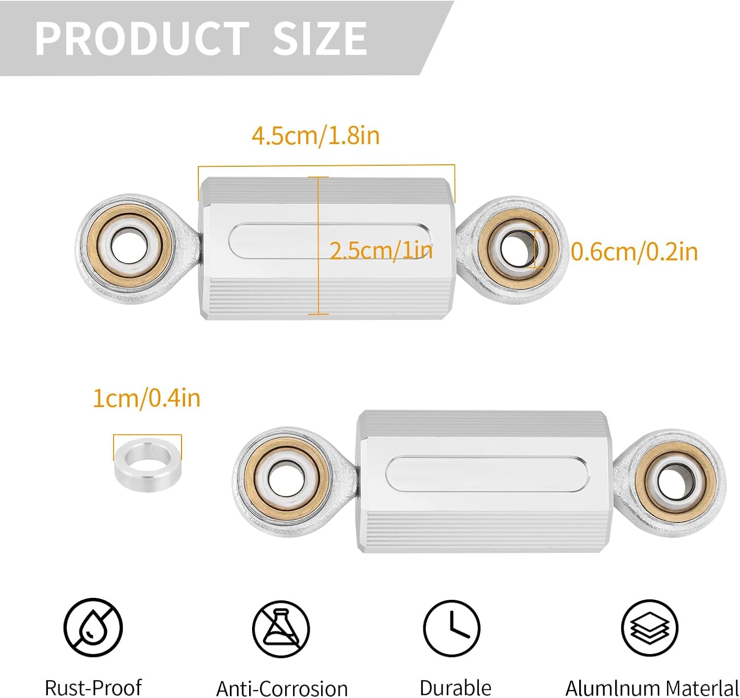 Billet Aluminum Front Sway Bar End Links Heim Joint End Links for 2019-2026 Can Am Ryker 600/900 / Rally & 2022-2026 Ryker Sport (Silver)