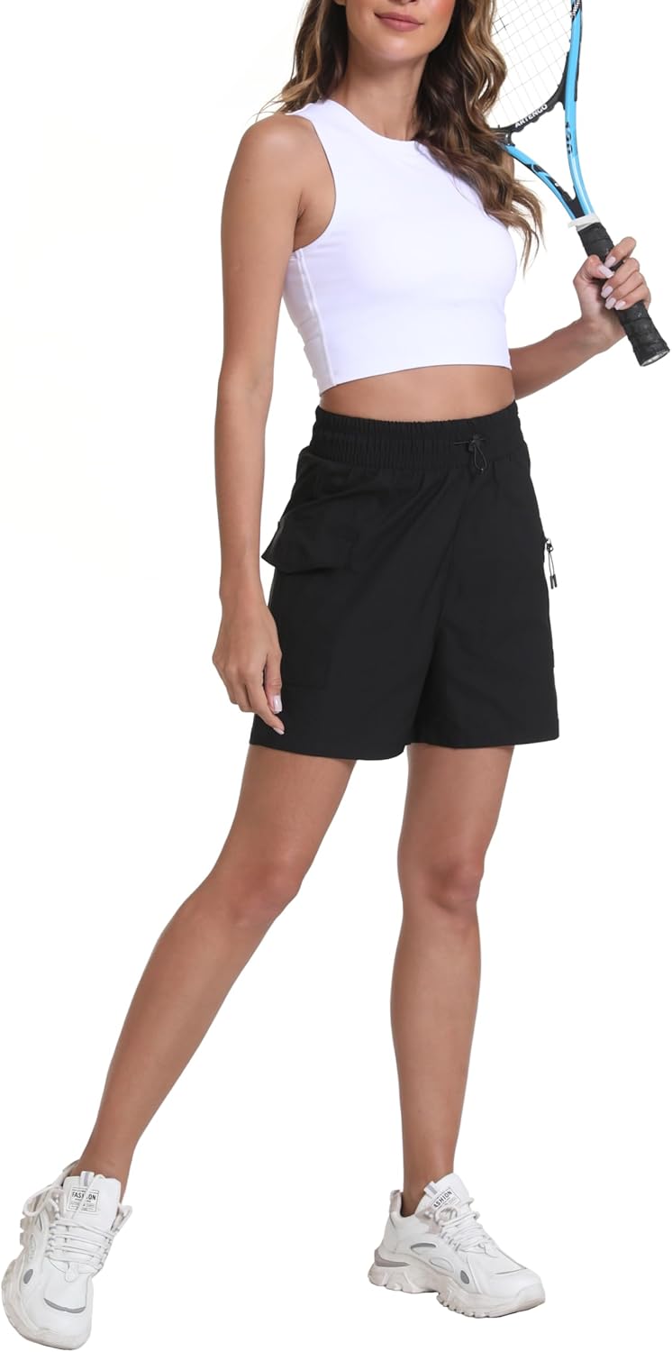 Women's Quick Dry Hiking Cargo Shorts with Zipper Pockets Lightweight Athletic Shorts for Workout Travel Camping - Image 7