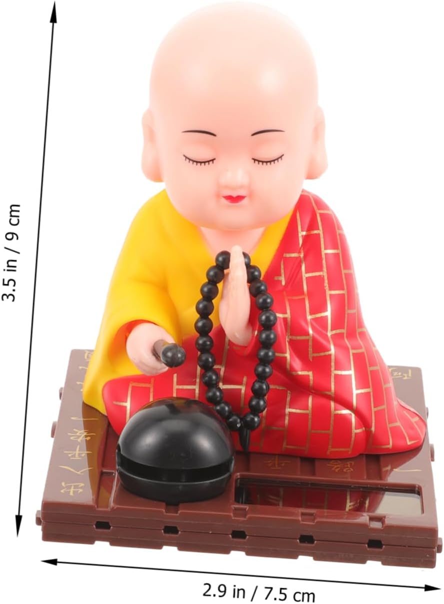 Ciieeo 2 Piece Solar Powered Monk Bobblehead Car Dashboard Decoration image 4