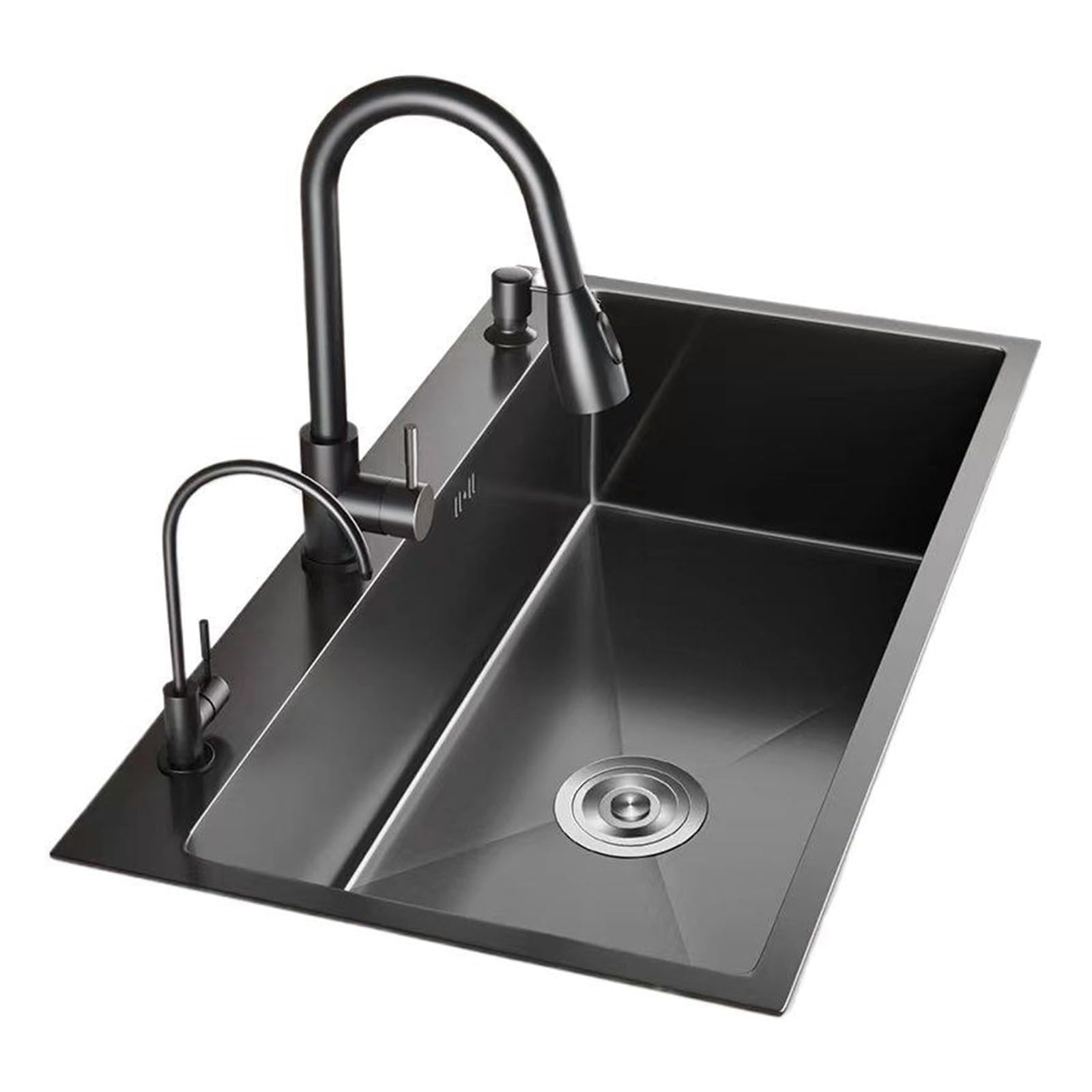 Sddpulse 68 X 45 Cm Kitchen Sink Multifunctional Stainless Steel Sink With Noise Reduction And Pull Out Tap - Durable Double Layer Sound Insulation For Dishes And Vegetables, -B