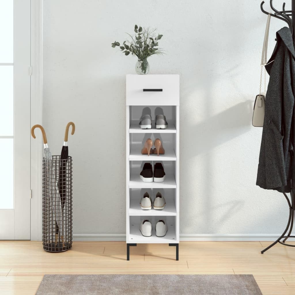 Organisateur de rangement de chaussures vertical blanc brillant meuble gain de place