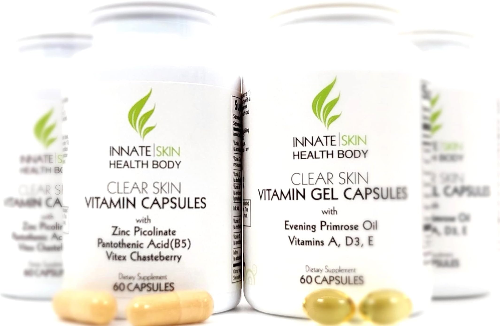 Clear Skin Acne Vitamin System | 20 Antioxidants, Botanicals & Minerals | 60 Count | Pack of 4 | 240 Total Capsules