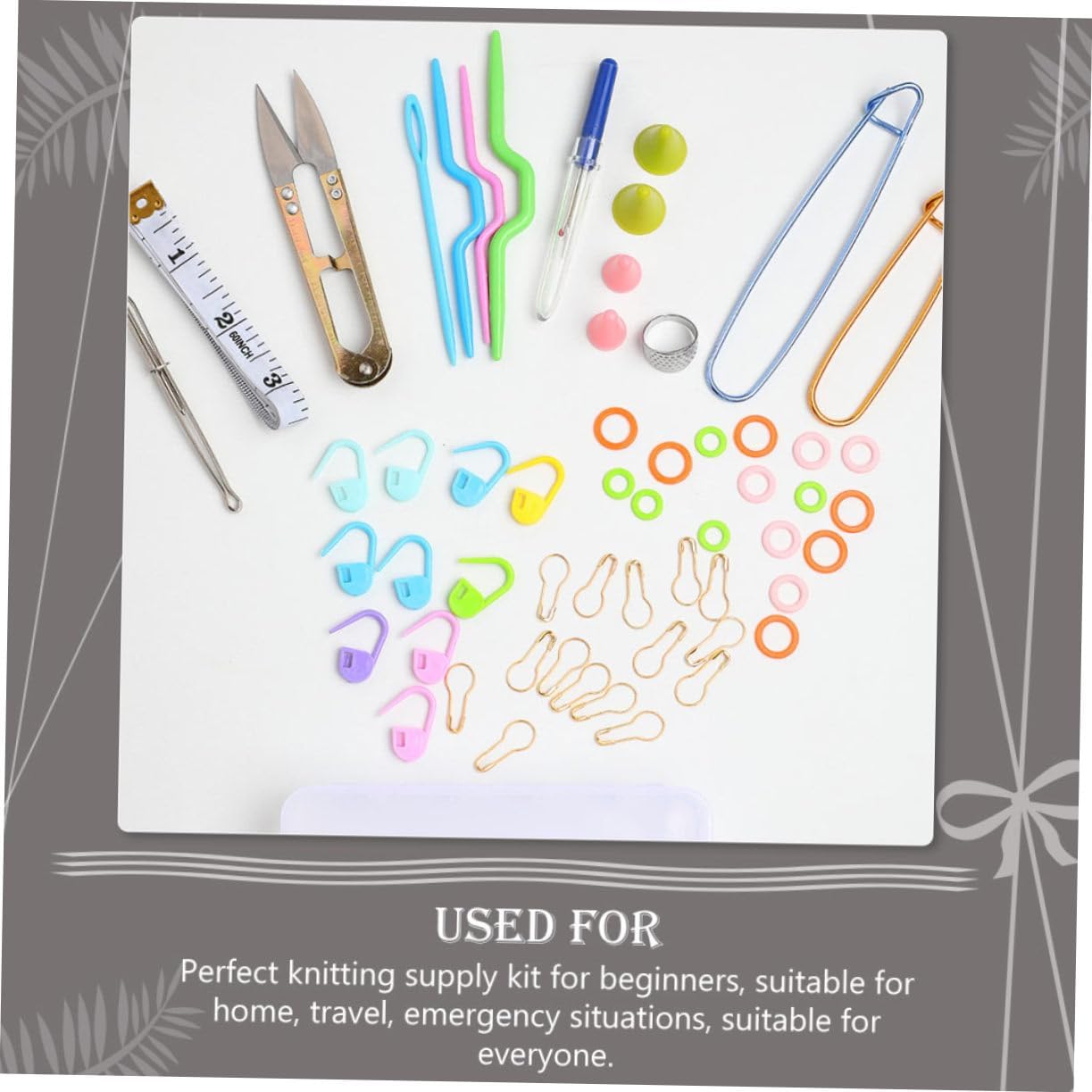 Hohopeti Basic Knitting Tools Kit Sewing Accessories for Household DIY Lightweight and Portable for Beginners and Craft Lovers