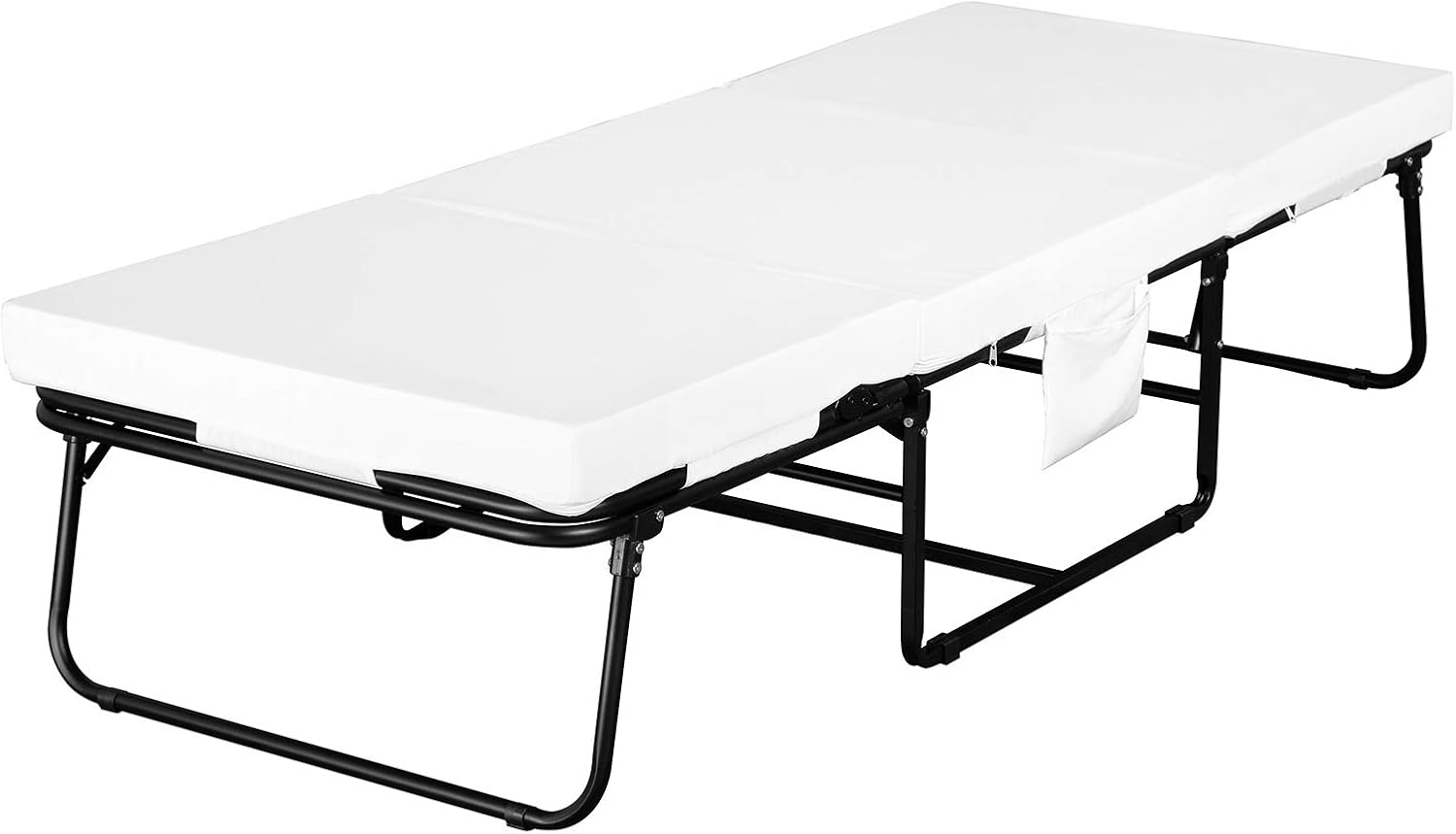 mecor Adjustable Folding Bed Ottoman, Rollaway Guest Bed with Adjustable Head Incline (0°-175°), Removable Mattress & Side Pocket - Heavy Duty Portable Metal Frame - Twin Size (78" L x 31" W)