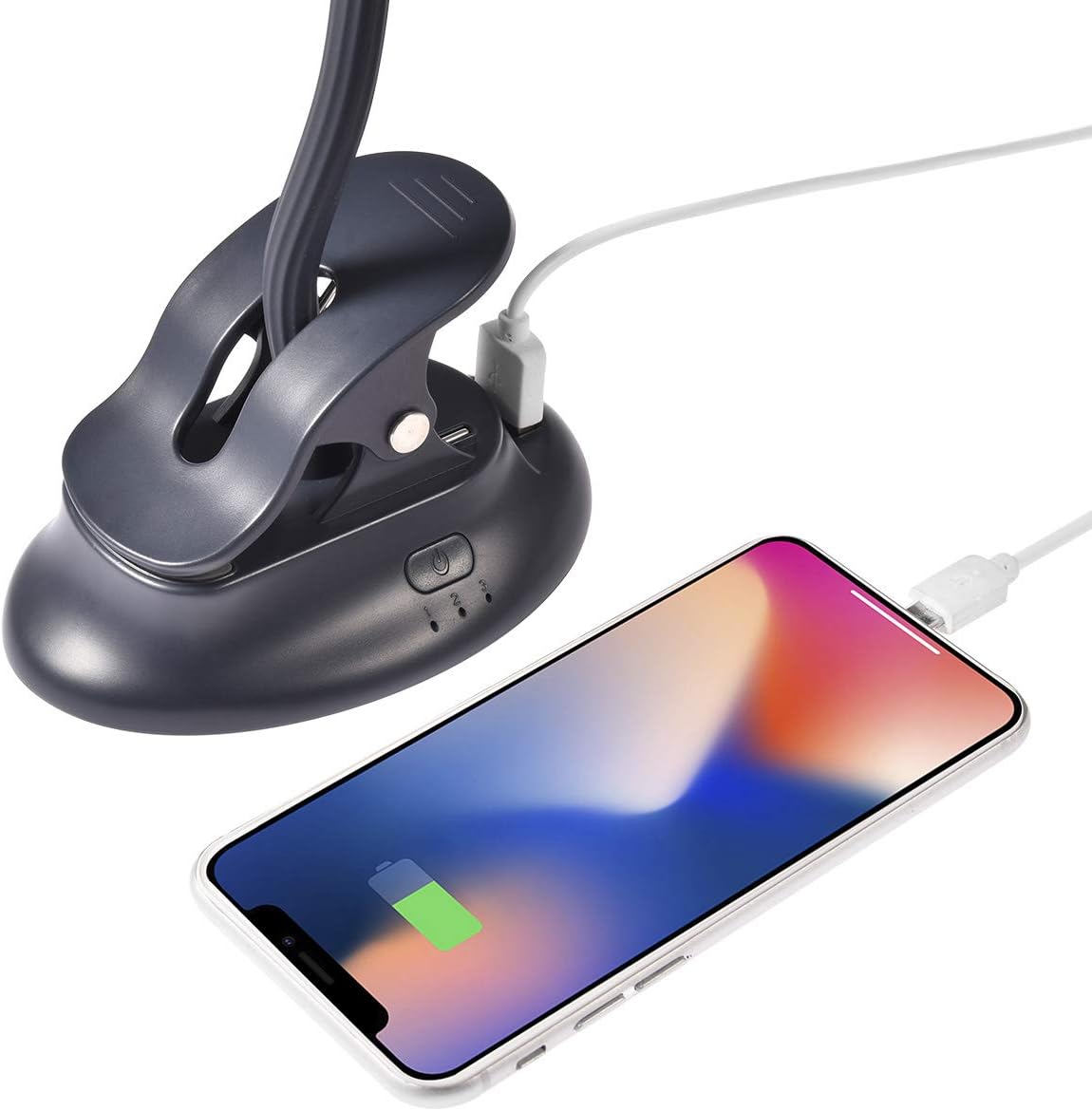 Clip on Fan Usb Battery Operated Desk Clip Fan with Emergency Power Bank, Baby Stroller Fan Rechargeable Personal Fan Flexible Neck 3 Speeds Great for Beach Car Camping Dorm Bed Office-Navy Blue - Image 3