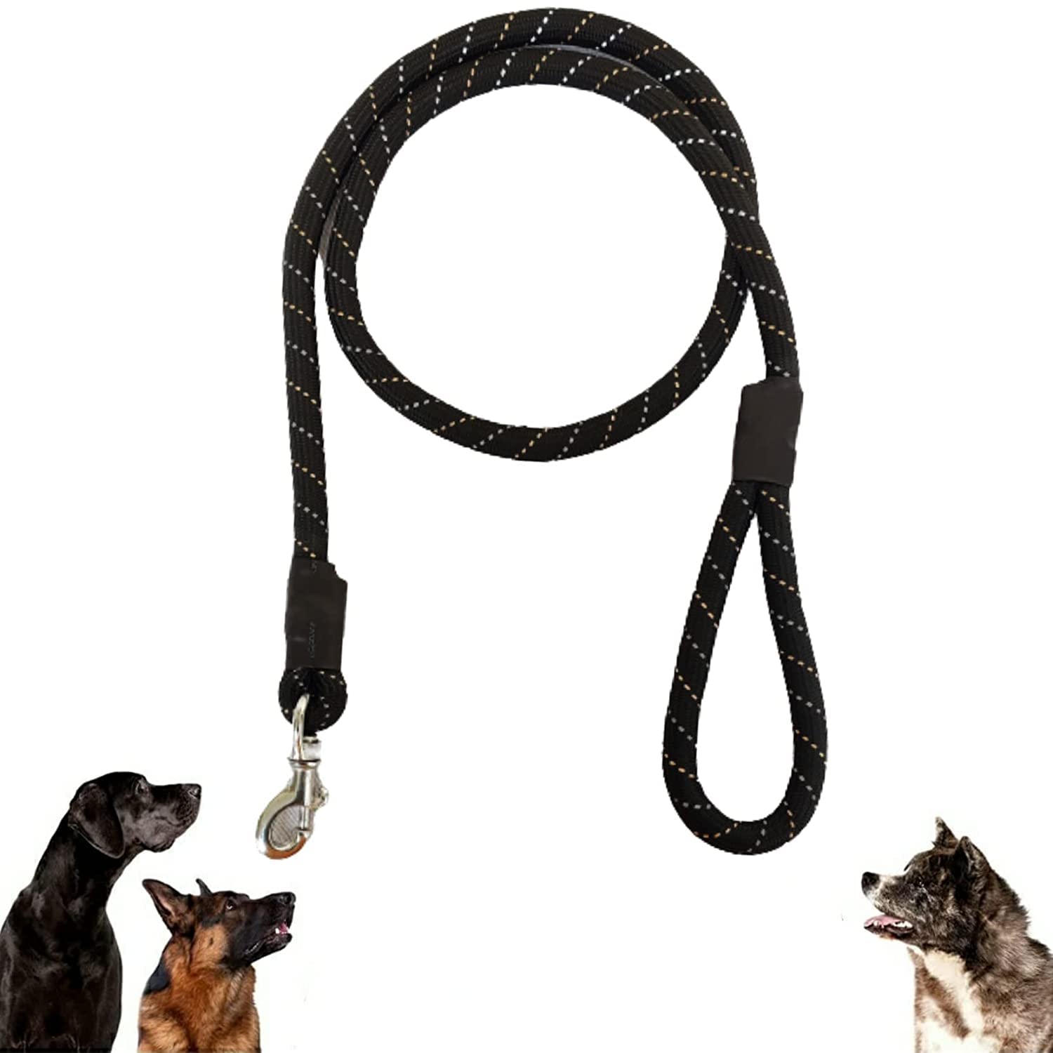 Pet Monastry® 18mm Premium Nylon Reflector Rope Dog Leash for Medium & Large Dogs (Color - Black, Length - 5 Ft) (B09Z71C44V) Amazon Price History, Amazon Price Tracker