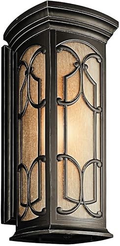 Miniatura 2 de Kichler Franceasi - Lámpara de pared para exteriores de 22 pulgadas con cristal sembrado de color ámbar claro en bronce antiguo