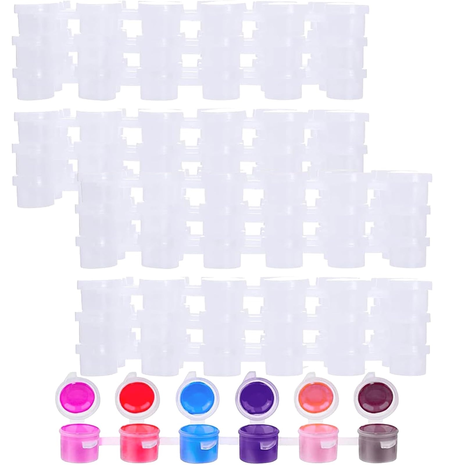 MOUYAT 200 strisce di vernice vuote, 1200 vasetti da 3 ml, mini contenitore con coperchio per glitter, pittura, perline