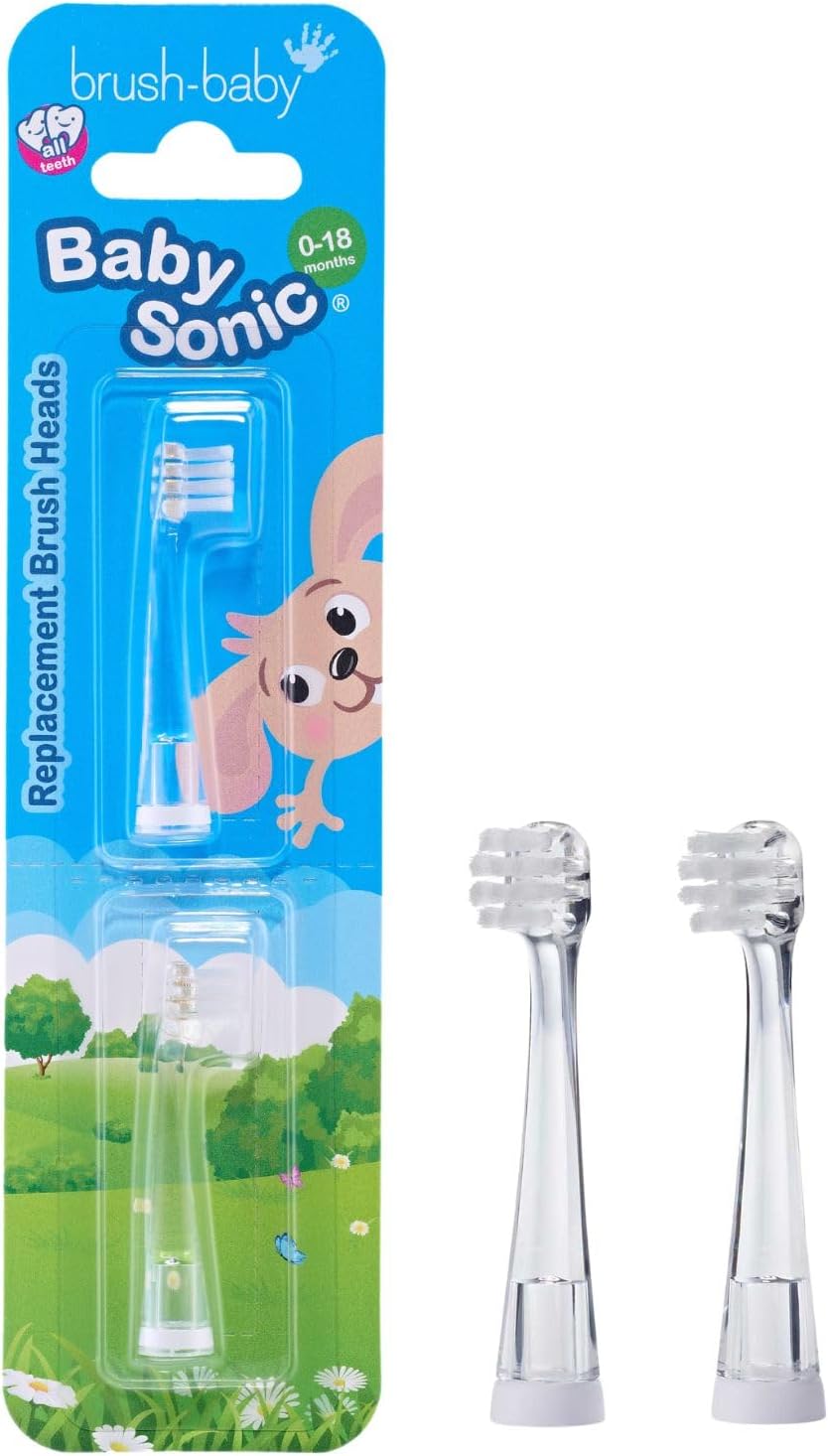 Replacement Heads for BabySonic Electric Toothbrush, 0-18 Months - Soft, Gentle Brush Heads for Baby Teeth & Gums - Baby Toothbrush Head, BPA-Free, Toddler Oral Care - 2 Pack