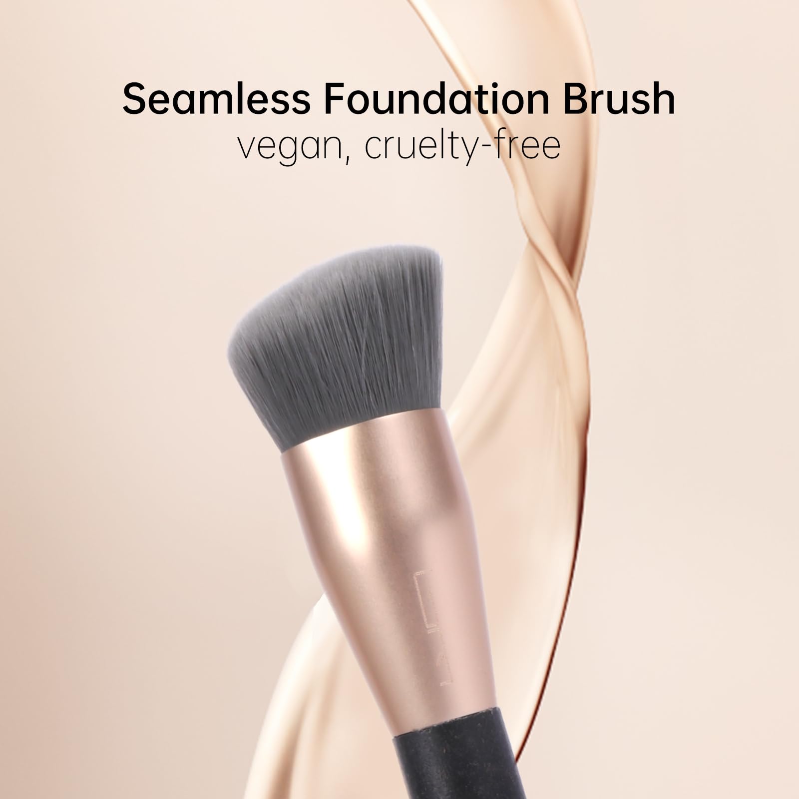 Brocha de base ecológica profesional en ángulo plano Kabuki, brocha de maquillaje de alta calidad, vegana y libre de crueldad animal