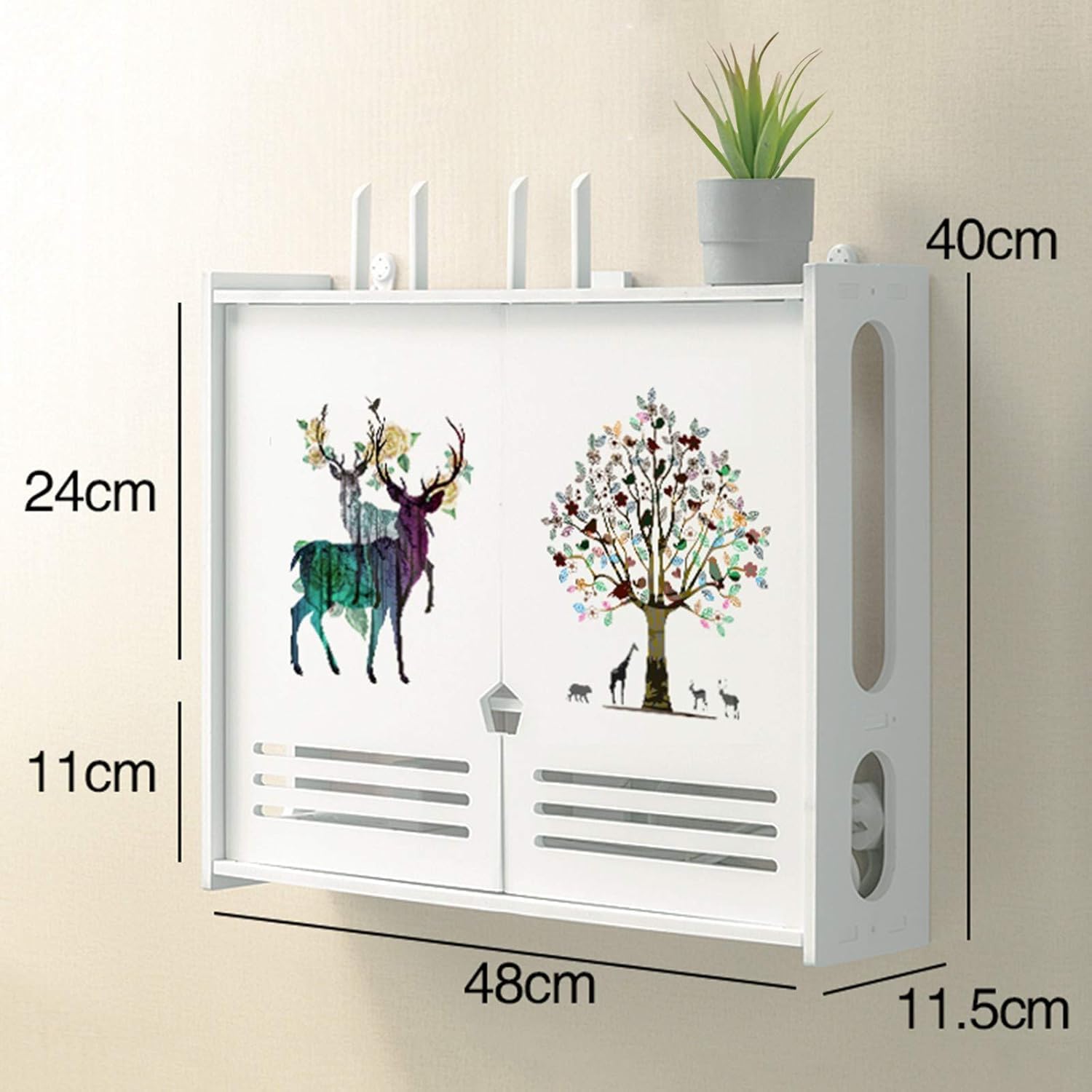 Support mural pour routeur WiFi, étagère flottante pour la maison et le bureau, 48 x 11,5 x 40 cm