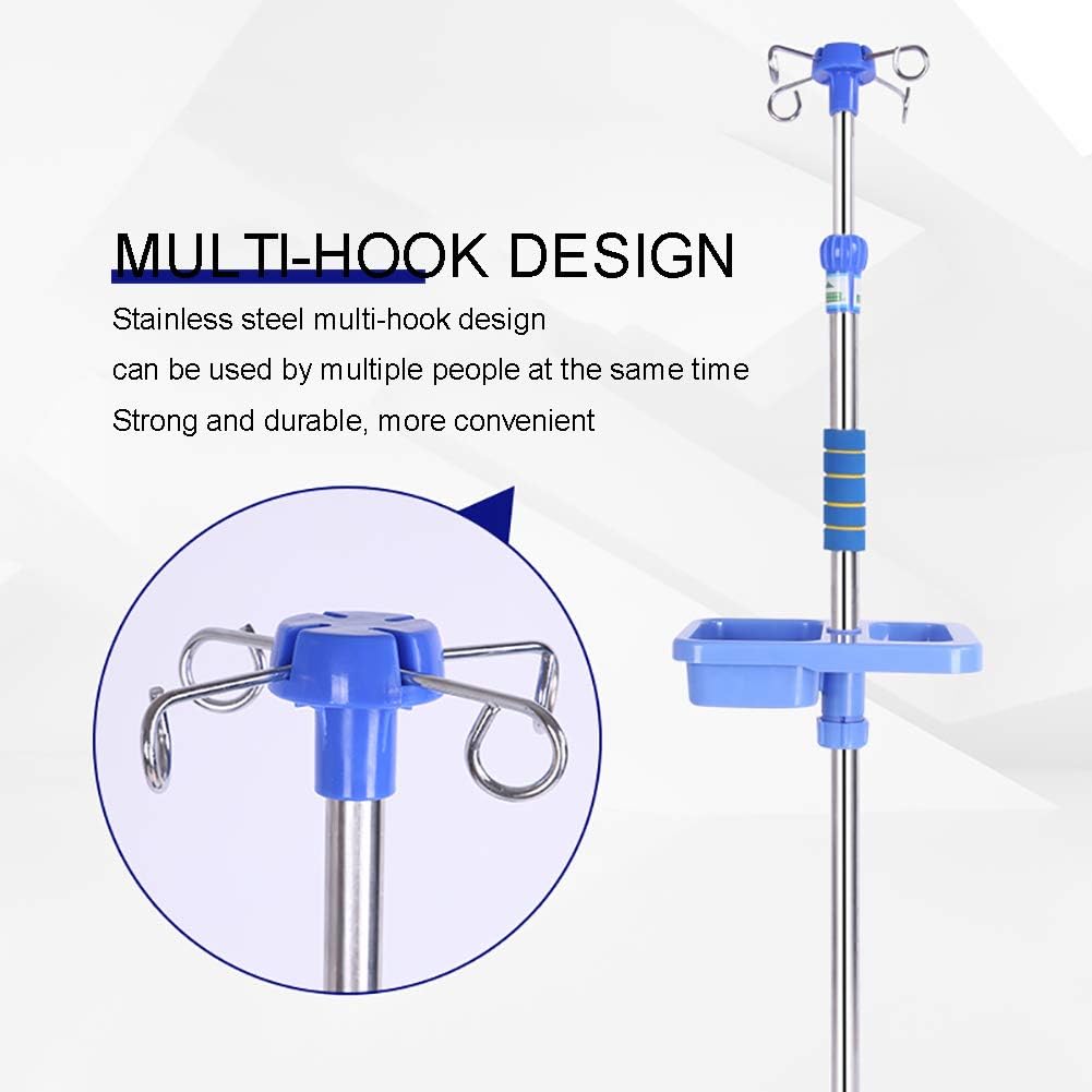 IV Pole IV Pole Stand,Portable Height Adjustable Infusion Stand Stainless Steel IV Bag Holder With 4 Hooks 5 Caster For Hospital Clinic And Home : Industrial & Scientific