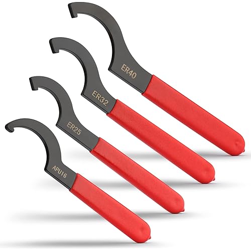 Coilover Wrench Spanner, Ocasar 4PCS Non-Slip Spanner Wrench Set, Professional Universal Rubber Handle Wrench Spanner Tool for Floor Heating Pipes and Cars Walnut