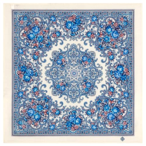 Wool Shawl for Women 28.3x28.3'' (72x72 cm) 100% Wool Scarf for Women, Floral Wrap, Fashion Scarves