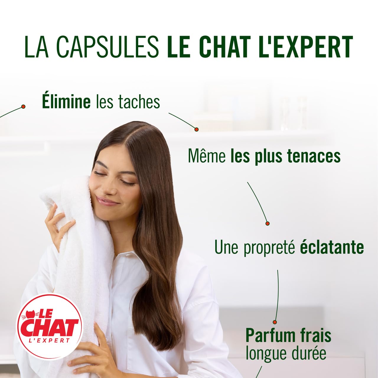 Le Chat Lessive en Poudre, L'Expert Bicarbonate, Lessive pour entretien du linge,Fraicheur longue duree, Efficacite anti-taches, 40 lavages