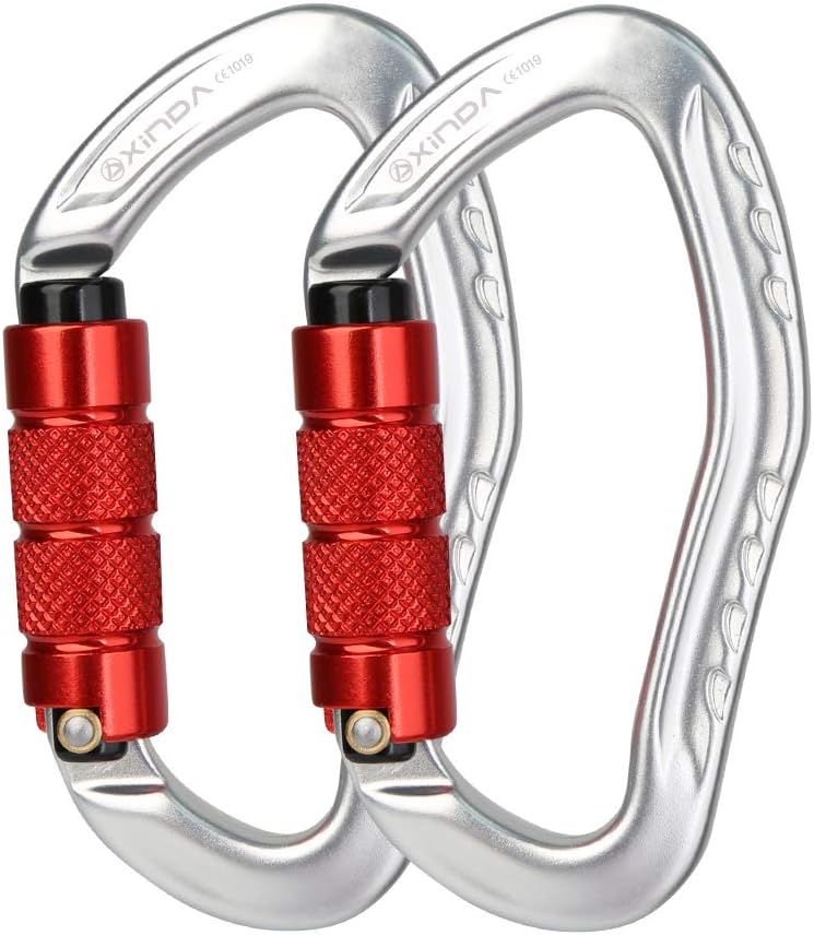 XINDA 22KN Auto Locking Carabiner Clip - Twist Lock Climbing Carabiner CE UIAA Certified, Heavy Duty Carabiners for Climbing,Rappelling,Hammock,Hiking,Camping