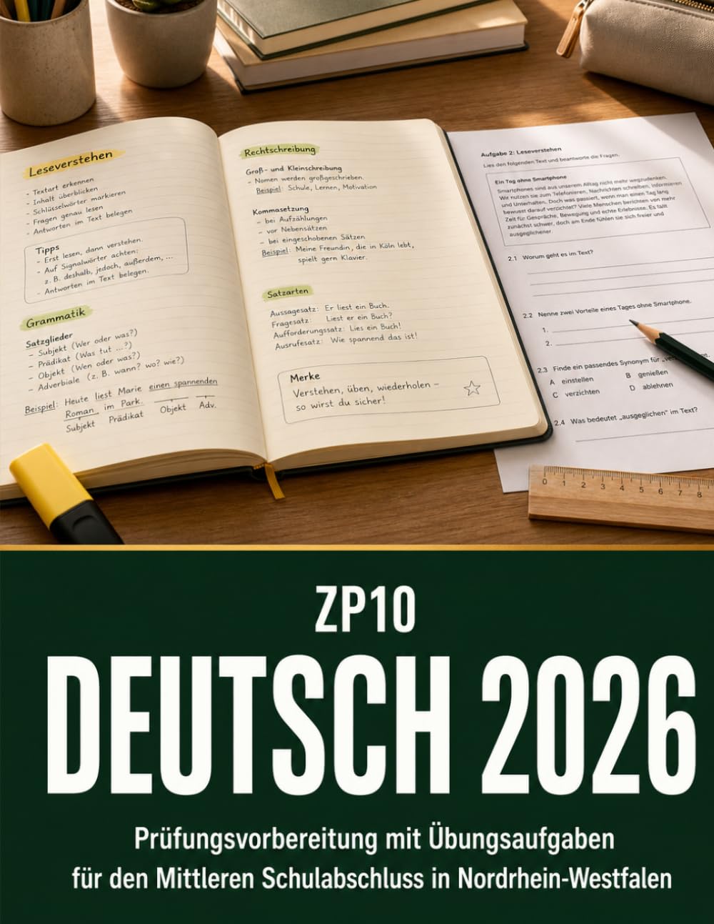 ZP10 Deutsch 2026: Prüfungsvorbereitung Mit Übungsaufgaben für Den Mittleren Schulabschluss In Nordrhein-Westfalen