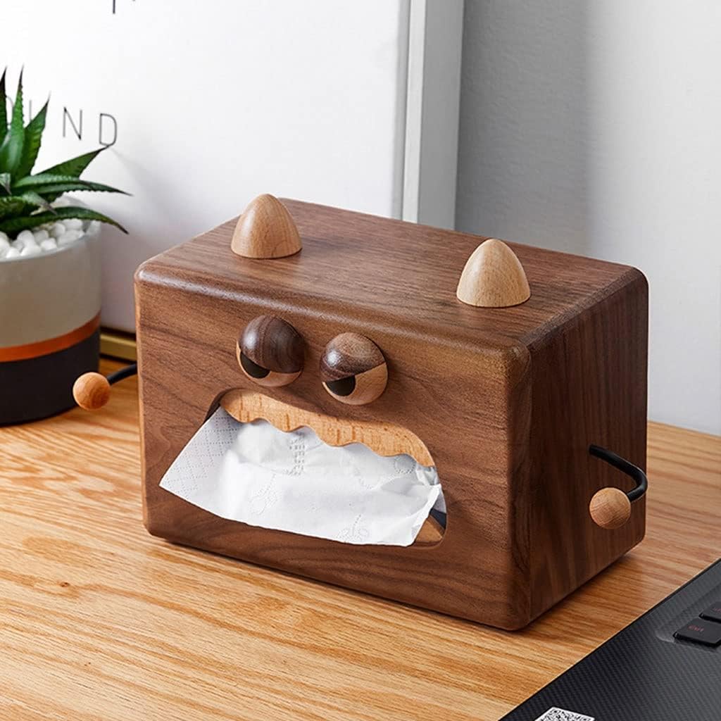 Creative Tissue Box Cover Solid Wood Facial Tissue Storage Caddy for Bathroom Bedroom Hotel Office Desk image 5