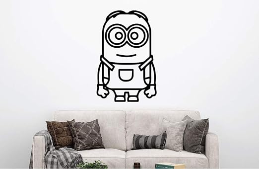 VVWV Minion Cartoon Wall Stickers for Home Living Kids Bed Room Hall Kitchen Wall Decor Stickers PVC Vinyl Decals L X H 45 X 65 CMS
