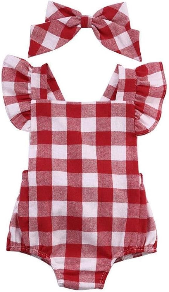 gingham baby romper
