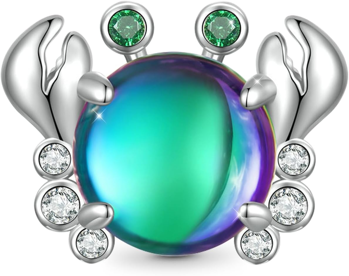 GNOCECrab Charms for Bracelet 925 Sterling Silver Animal Charm Jewelry Gift For Women Wife Fit Snake Chain Bracelets