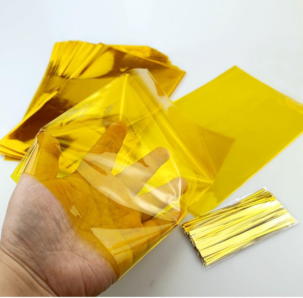 FAZHBARY 100 PCS Gold Cellophane Bags Holiday Cellophane Treat Bags Party Favor Bags 6x9 Candy Bags Treat Bags with Ties - Image 4