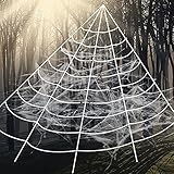 Hely Cancy Halloween Decorations,Giant Spider Web with Super Stretch Cobweb and 30 Mini Spiders Set for Halloween Party Supplies Yard Halloween Outdoor Decor Haunted Decoration,23×19 Feet