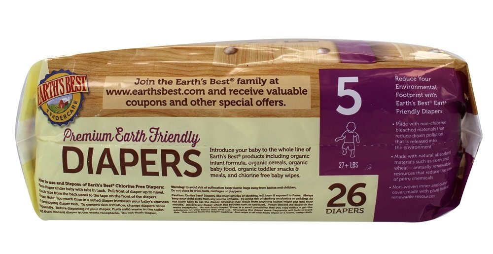 Earths Best Diapers Size 5, 26 CT