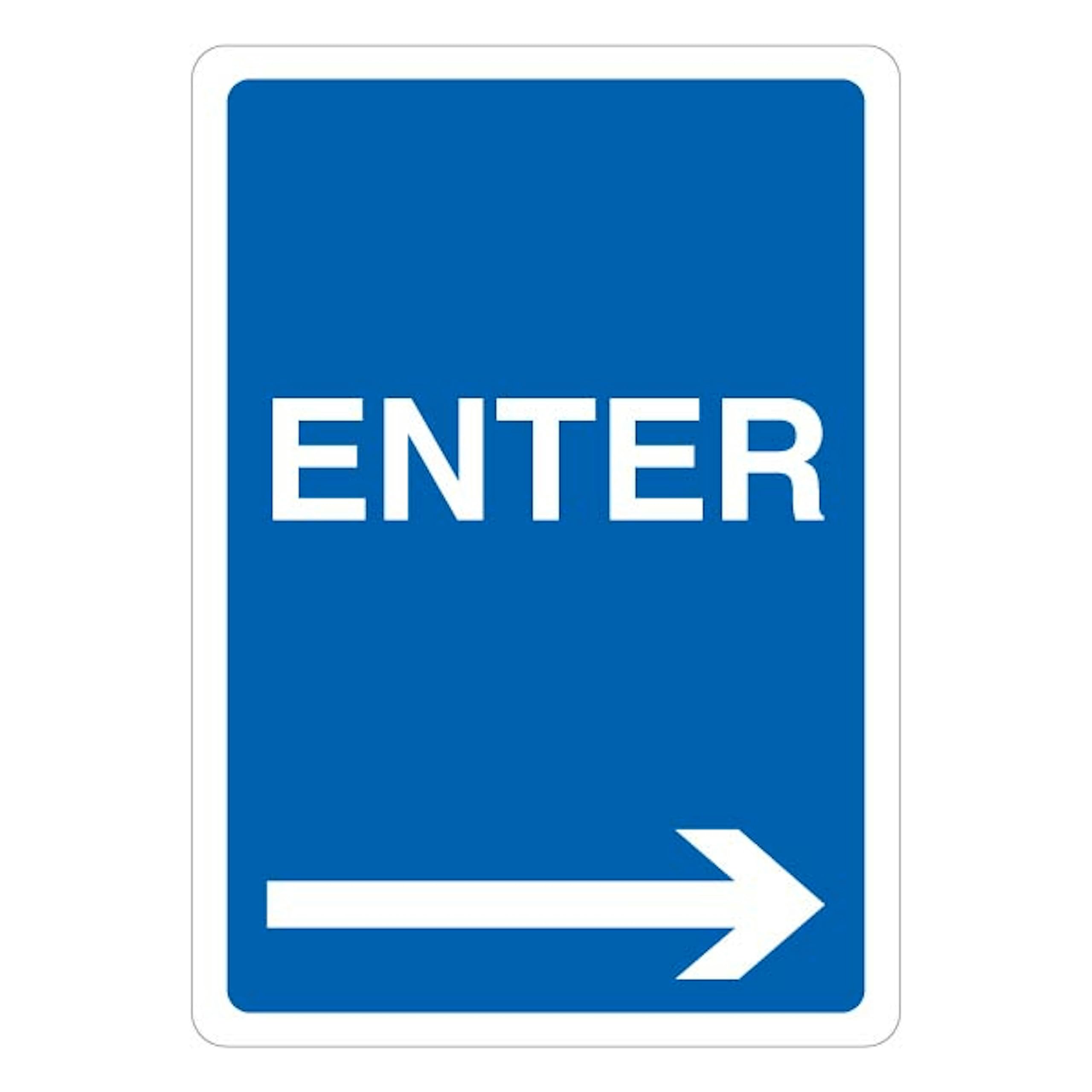 V Safety Enter - Arrow Right 210 x 297 mm (A4) - Glow In The Dark 1mm Rigid Plastic Safety Sign