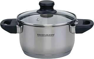 Fackelmann Geneva Olla Alta 16 x 9,5 cm, Capacidad 1,8 Litros, Cazo de Acero Inoxidable con Núcleo de Aluminio, Resistente a Corrosión y Fácil de Limpiar, Distribución Uniforme del Calor