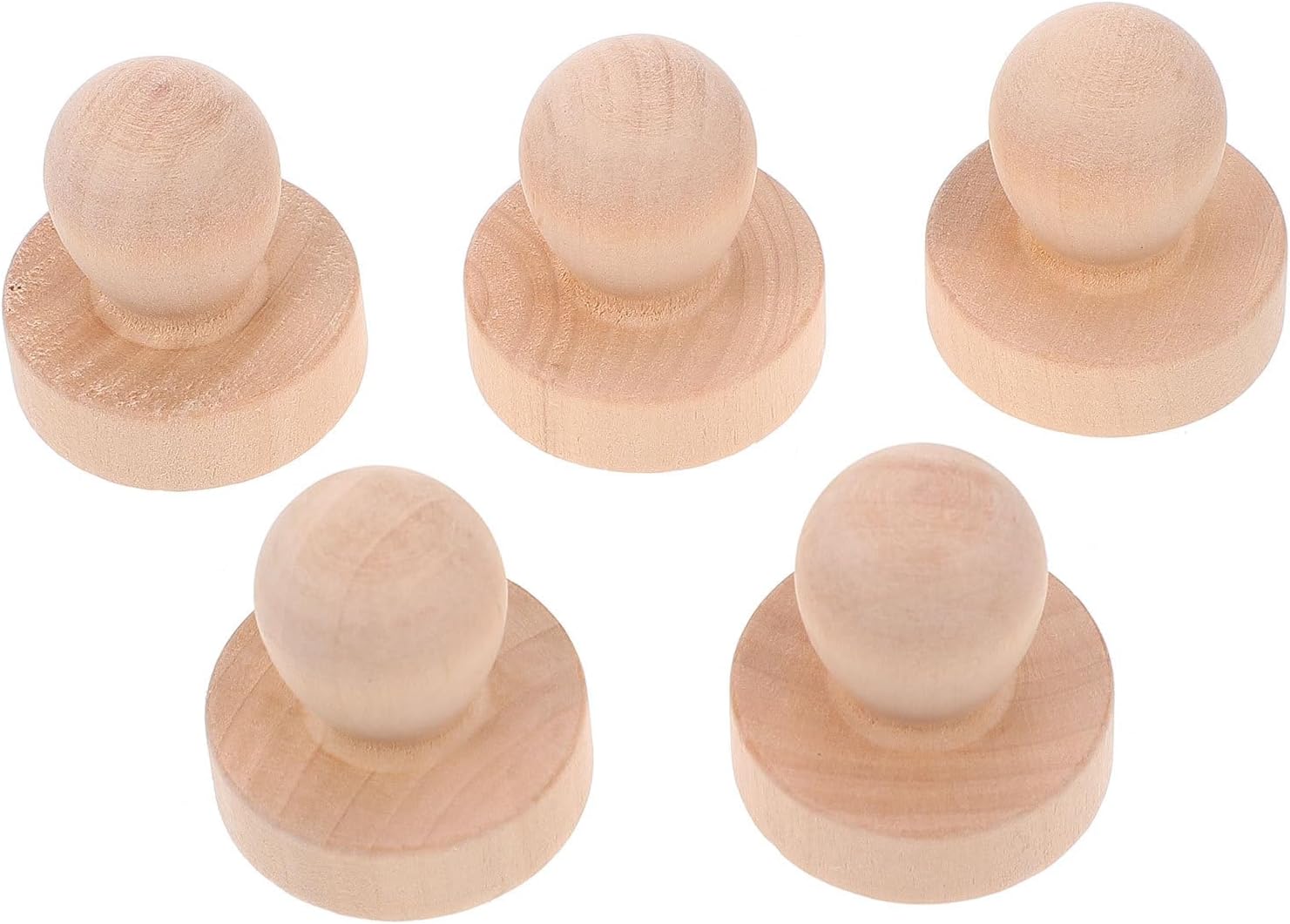 TOKIDNY 5pcs Wooden Stamp Handles for DIY Rubber Stamp Crafting, Solid Wood Carving Block Stamping Tool Set for Scrapbooking and Seal Making