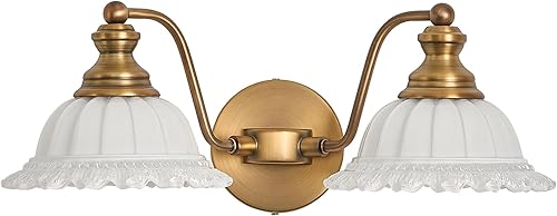 Miniatura 36 de Luminarias de Baño Estilo Granja Negras, Luces de Tocador para Baño, Luminarias de Tocador de 2 Luces Negro -,Latón,Vidrio de latón,Blanco,Vaso de