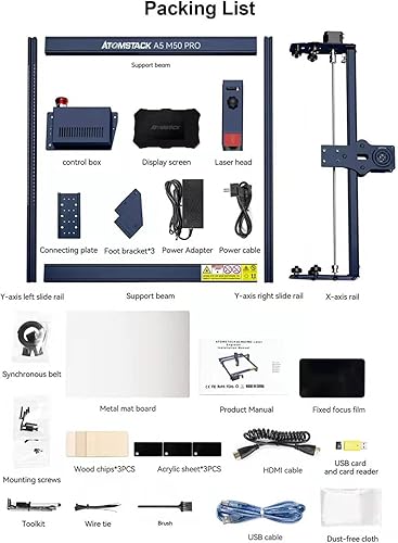 Miniatura 8 de ATOMSTACK Grabador láser A5 M50 Pro, cortador láser de punto comprimido de 5.5 W de enfoque fijo de 0.003in y máquina de grabado para madera de
