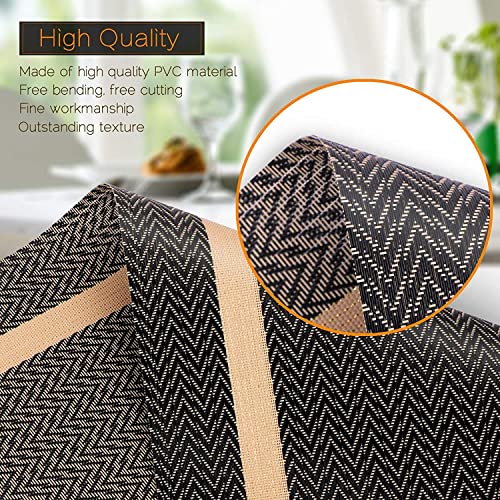 Image of Dining Table Placemats & Runner Set - Heat Resistant, Washable & Stain Resistant Woven Vinyl Mats | Table Runner & 6 Placemats Set for Stylish Dining (45x30 cm Placemats, 180x30 cm Runner)
